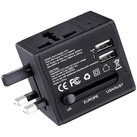 LYSLEDa Reiseadapter Weltweit, Reisestecker Adapter mit 2 USB, Universal Steckdosenadapter Internationaler für 150 Länder, Stromadapter Stecker für Europa UK Australien USA Cover