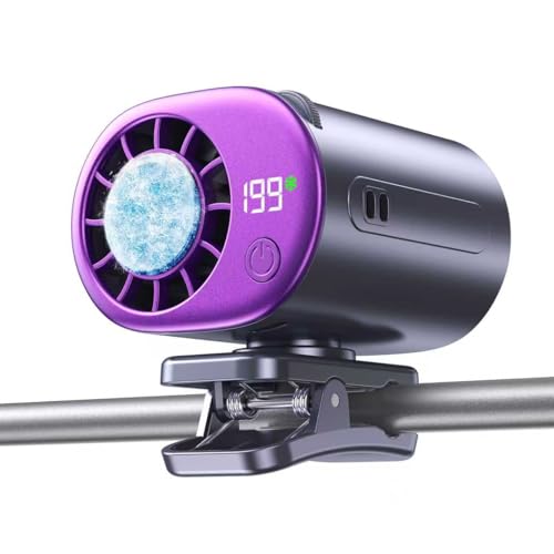 Clip-On Portable Fan with Ice Cooling 20000 RPM Rechargeable Handheld Turbo Fan 360 Rotating Detachable Clip Mini Stroller Fan for Baby Compact Travel Essentials Summer Gifts for Women Grey