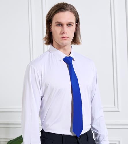 Image of KOOELLE Men's Ties Solid Pure Color Plain Neckties Formal Black Ties For Men