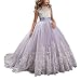 ITISME Fille Appliques Robe de Princesse Longue en Dentelle Robe de Première Communion Baptême Demoiselle d'honneur avec Bowknot ITISME Robe de Soirée Mariage Carnaval Photographie Anniversaire Fête