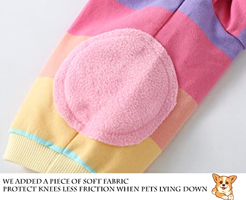 Pripre Dog Cotton Hoodie Pullover Sweatshirts Soft And Stretch Pets Clothes Rainbow Stripe Hooded For Medium Large Dogs（Stripe L） #TOP2