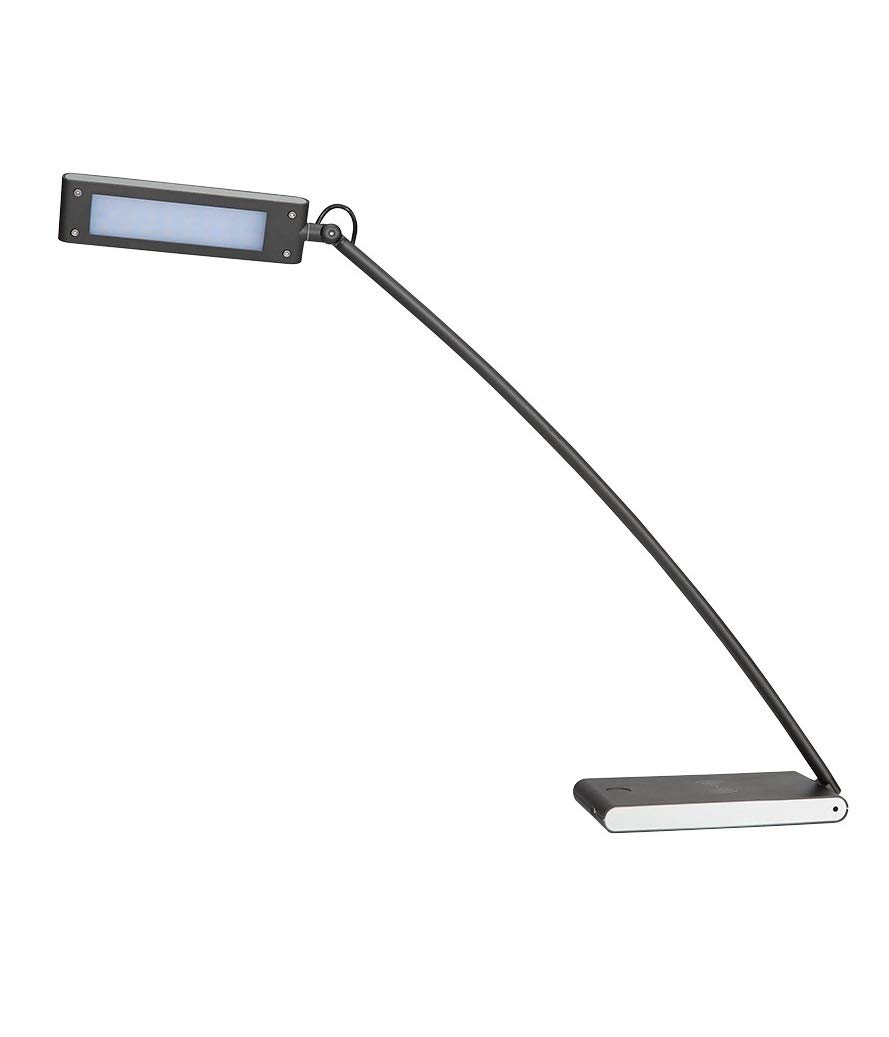 Alba- LEDTOUCH - Lampe LED Orientable de Bureau - chargeur Qi intégré + Port USB - Tactile avec Variateur d'Intensité Luminosité Ajustable - Noir - Design français