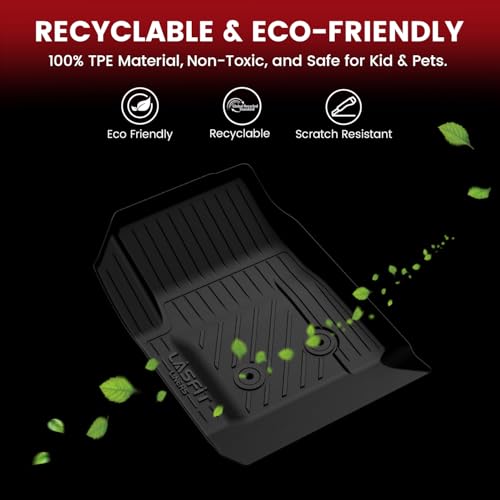 Image of LASFIT Floor Mats & Cargo Liner for Chevy Equinox /GMC Terrain 2018-2024 | Not for Equinox EV, All Weather TPE, Custom Fit Full Set, Easy to Wash, Durable Black Floor Liners with Backrest Mat