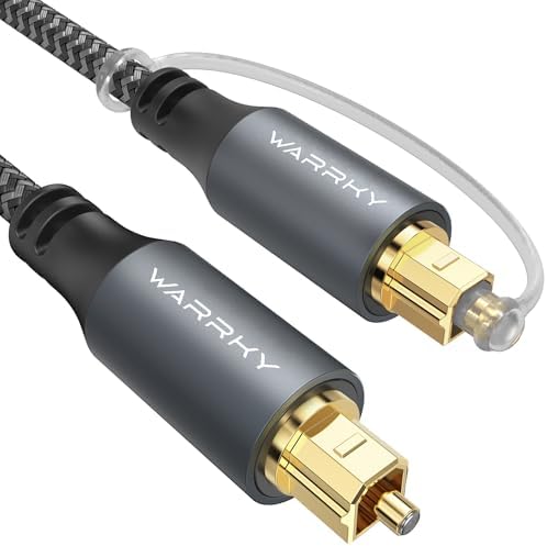 Warrky Optical Audio Cable for Soundbar and TV, 6ft, Gold-Plated, Braided