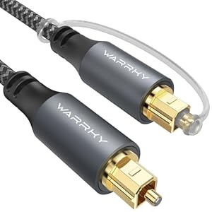 WARRKY Optisches Audiokabel, Optical Audio Cable, [Nylon Geflochten, Vergoldeter Stecker, Aluminiumhülse] Toslink kabel, Kompatibel mit LG/Samsung Soundbar, Stereoanlage, Heimkino, PS4, Xbox -1, 8m