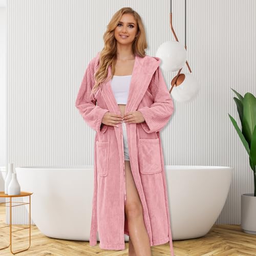 Hooded Bathrobes for Women, Soft Long Towel Robes for Women - Quick Dry yet Warm - Image 3