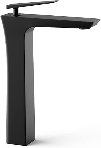 Fanwin Star Grifo negro de baño de un solo agujero  Grifo de baño de una sola manija  Grifo de lavabo de instalación de un agujero  FW-FA109