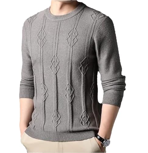 Fashion Argyle Men's Knit Sweater Autumn and Winter Thick Warm Business Casual O-Neck Sweater