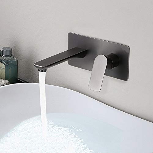 Mitigeurs robinets en laiton gris mural avec jet cascade pour lavabo et vasque suspendue