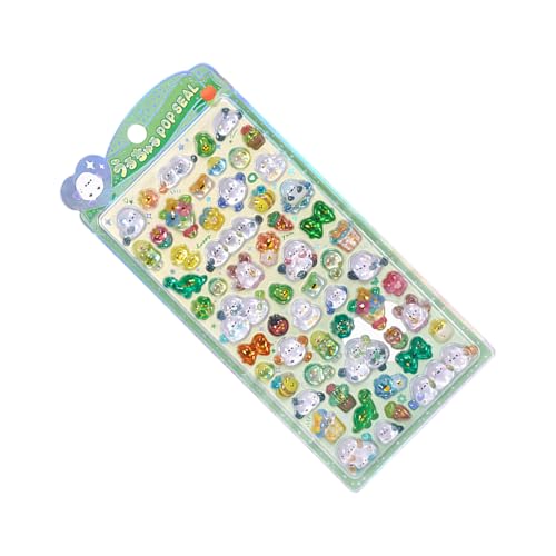 Calcomanías para niños | Calcomanías 3D con purpurina | Calcomanías de textura de cristal, decoraciones estéticas de resina para diario, teléfono celular, botella de coche