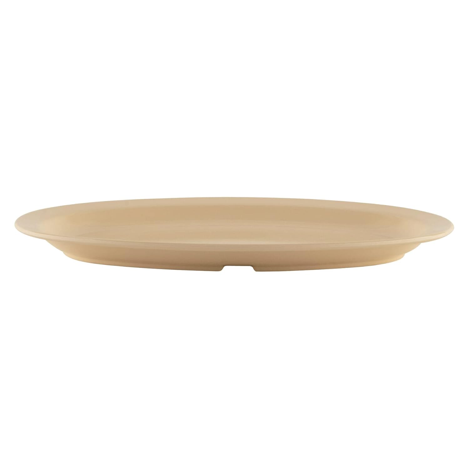 G.E.T. 12" x 8" Tan Oval Heavy-Duty Melamine Plastic Serving Platter (Set of 12)