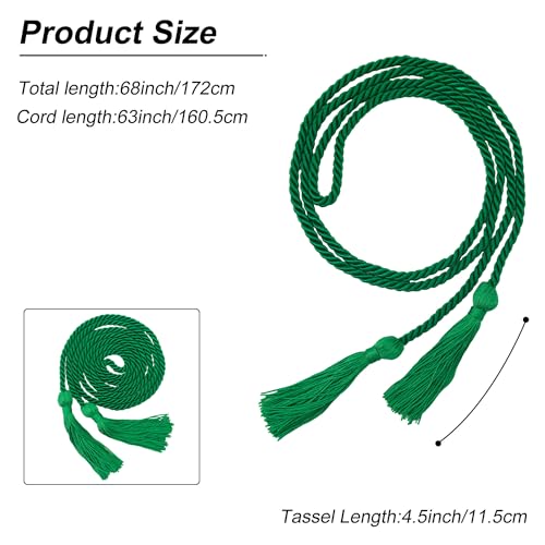 Image of GraduationMall Double Graduation Honor Cords Emerald Green 68 inch
