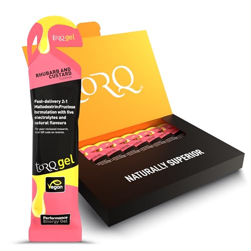 TORQ Running Gels with Electrolytes - 2:1 Maltodextrin: Fructose for Endurance Sports & Optimal Performance | Energy Gels for Running Cycling & Marathons - 30g Carbs Per Gel | Rhubarb & Custard 8