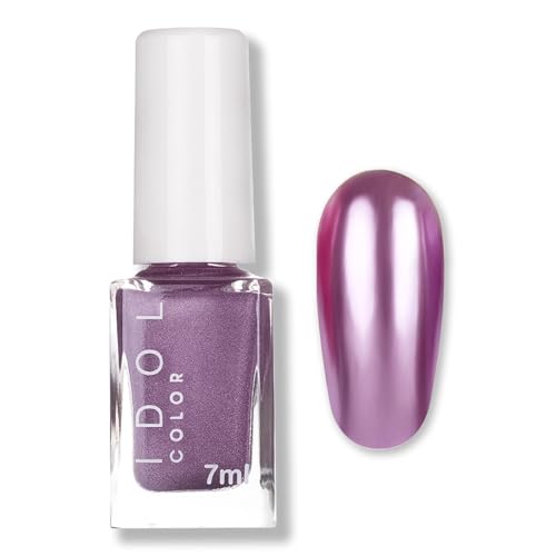 Chrome Nail Polish, Pink Nail Polish - Metal Mirror Effect Metallic Nail Polish Pink Nail Varnish - Long Lasting Quick Dry Nail Polish No UV Needed Nail Art Nail Gel Polish at Home DIY Manicure, 7ml