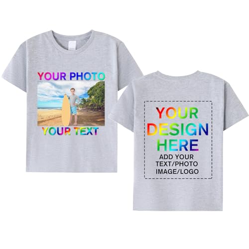 Custom Personalized Shirt for Kids Children Boys Girls - Personalized Kids Shirt with Text Photo Image - Front and Back Print