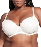 Victoria's Secret Dream Angels Lightly Lined Lace Demi Bra, Adjustable Straps, Bras for Women, White (34C)