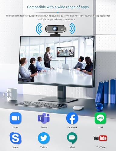 Image of 1080p 60FPS Webcam Full HD with Autofocus 2.1MP Built-in Dual Digital Mic Tripod Ready Plug & Play USB Web Camera for PC Laptop Video Calls 60 FPS Cam Streaming YouTube Night Vision