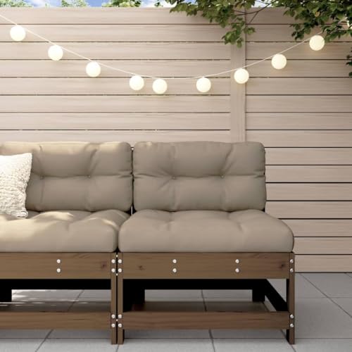 Homgoday Sofá Central de Madera Maciza de Pino marrón Miel, Sofá Central Jardín, Muebles de Exterior, Sillón Asiento Silla Sala de Estar Salón Terraza Patio Exterior Balcón Tipo1