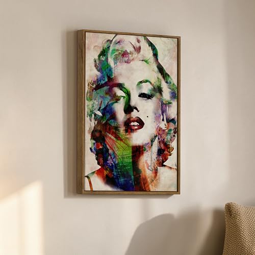 Image of Modern Pop Art Woman Portrait Framed Canvas Painting For Living Room | Abstract Graffiti Female Face Wall Art For Livingroom Wall Decor, Home Decor, Bedroom, Hallway's, Office, Hotel - 43x58 cm