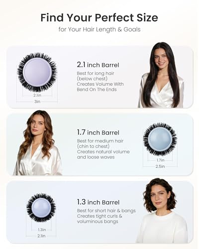 AIMIKE NaturaVol Round Brush for Blow Out,Nano Thermal Ceramic-Coated Round Hair Brush for Fine Hair,Fast Blow Dry for Smooth Salon-Style Finish at Home,Adds Volume,Teal (1.7Barrel,2.5with Bristles)