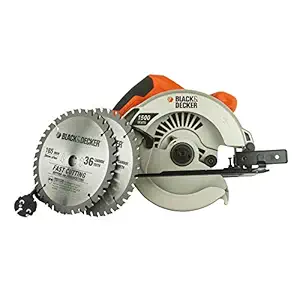 BLACK+DECKER CS1500 1500W 7''/185mm Corded Electric Wood Cutting Circular Saw with 2x 36T TCT Blades for Home & DIY Use, 1 Year Warranty, ORANGE & BLACK