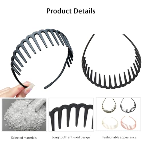 Image of 4 Pack Hair Band, Hair Bands for Women and Men, Long Teeth Hair Accessories, Sports /Daily Use, Fashion Suitable for Women and Girls As well as Multiple Scenarios