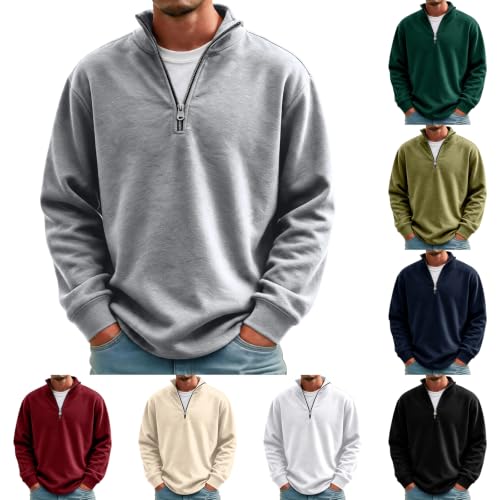 Fleece Sweatshirt Men Quarter Zip Fleece Lined 1/4 Zip Pullover Sweat Shirt - image 1