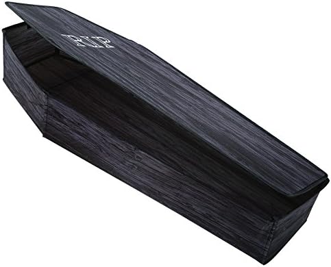 Coffin with Lid Wooden Look Halloween Prop Lifesize Decoration Haunted House