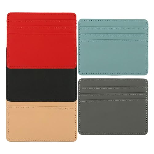 Slim Minimalist Wallet, Candy Color PU Leather ID Card Holder Credit Card Holder Multi Slot Slim Card Case Women Men Business Card Cover(red)4