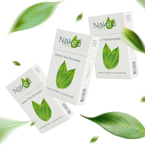 NAKED Green Tea Cigarettes LITE Herbal 3-Pack Bundle, 60-cigs Made-in-USA Free of Nicotine, Tobacco