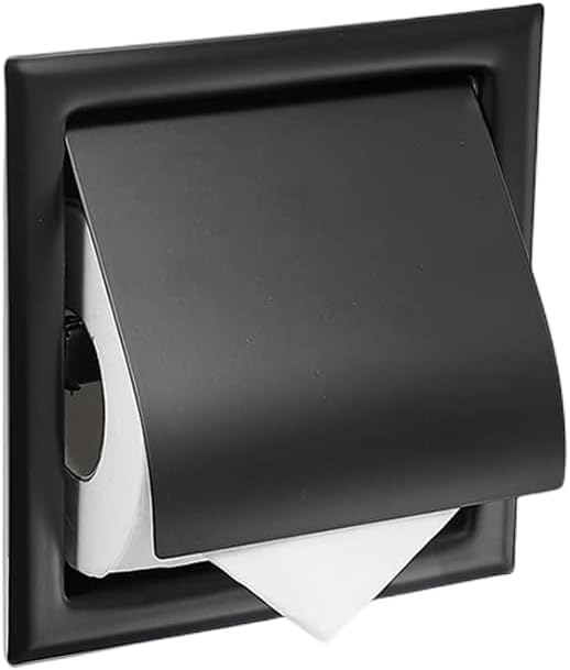 AWAOVV Edelstahl Einbau-Toilettenpapierhalter, Unterputz Toilettenpapierhalter, Schwarz Klorollenhalter, Rollenhalter Tissuehalter, Tissue-Halter Box für Badezimmer