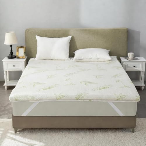 Alpes Blanc - Surmatelas à mémoire de Forme 5 cm – Visco et Fibres de Bambou – Confort Ergonomique – Anti-Allergique – Déhoussable et Lavable