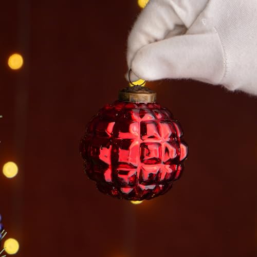 Image of IndianShelf 6 Colourful Christmas Balls Ornaments- Glass Christmas Ornaments- Multicolor Glass Tree Balls- Large Christmas Ornaments- Vintage Ball Ornaments for Christmas Tree