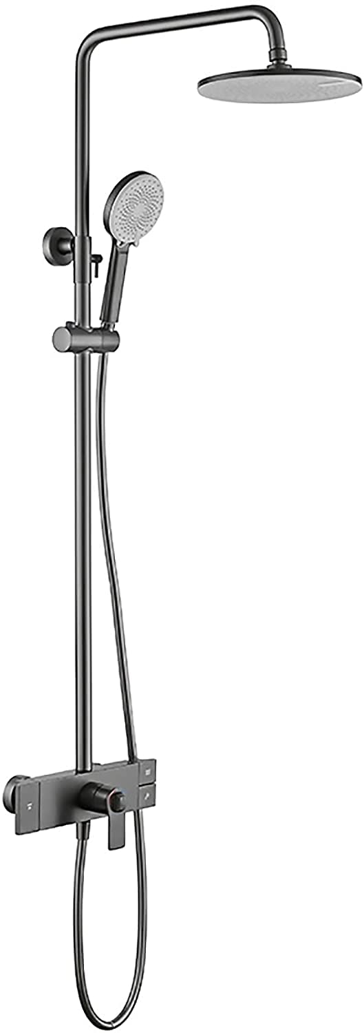 SnamicE Shower Faucet Set Thermostatic Shower System Wall Mounted Rain Shower Combo Set Single Handle Tub and Shower Trim Kit 9 Inches Rainfall Shower Head with Waterfall Tub Spout,
