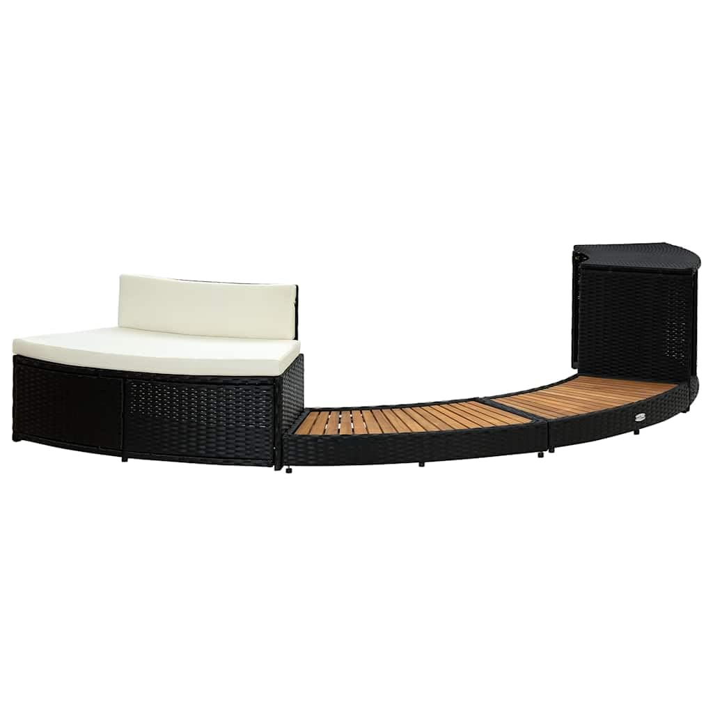 Genérico Borde de bañera de hidromasaje ratán PE Madera de Acacia Negro,Casa y jardín,Piscina y SPA,Accesorios para Piscinas y SPA,Multicolor,29 kg,310092