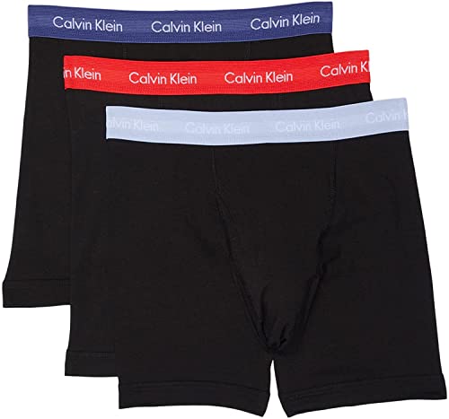 Calvin Klein Cotton Stretch Boxer Brief 3-Pack Black Bodies/Tomato/Soft Grape/Prepster Blue L (36