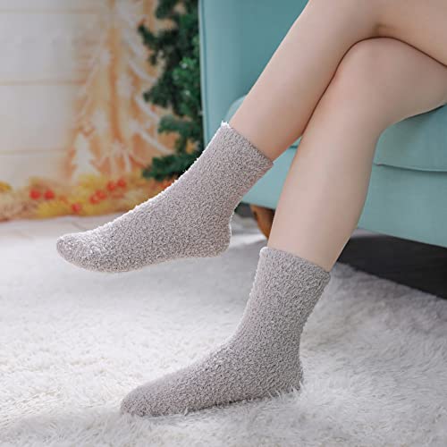 Image of LINEMIN Womens Fuzzy Socks Cozy Fluffy Winter Warm Slipper Socks Microfiber Soft Home Sleeping Socks