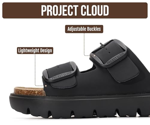Image of Project Cloud 100% Genuine Leather Platform Sandals Women Footwear - Wedge Chunky Slides for Women 2026 with Memory Foam Insole & Cork Footbed Womens Sandals (GreeceChunky)