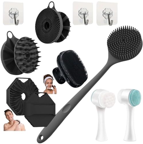 Image of Snika Silicon Brush Combo (long brush-2in1 scrubber-b face brush Free hook)