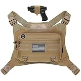 Sports Chest Pack for Men Front Chest Bag Fits Most Pistols Chest Pouch Harness for Running, Hiking, Workouts (Coyote Brown)