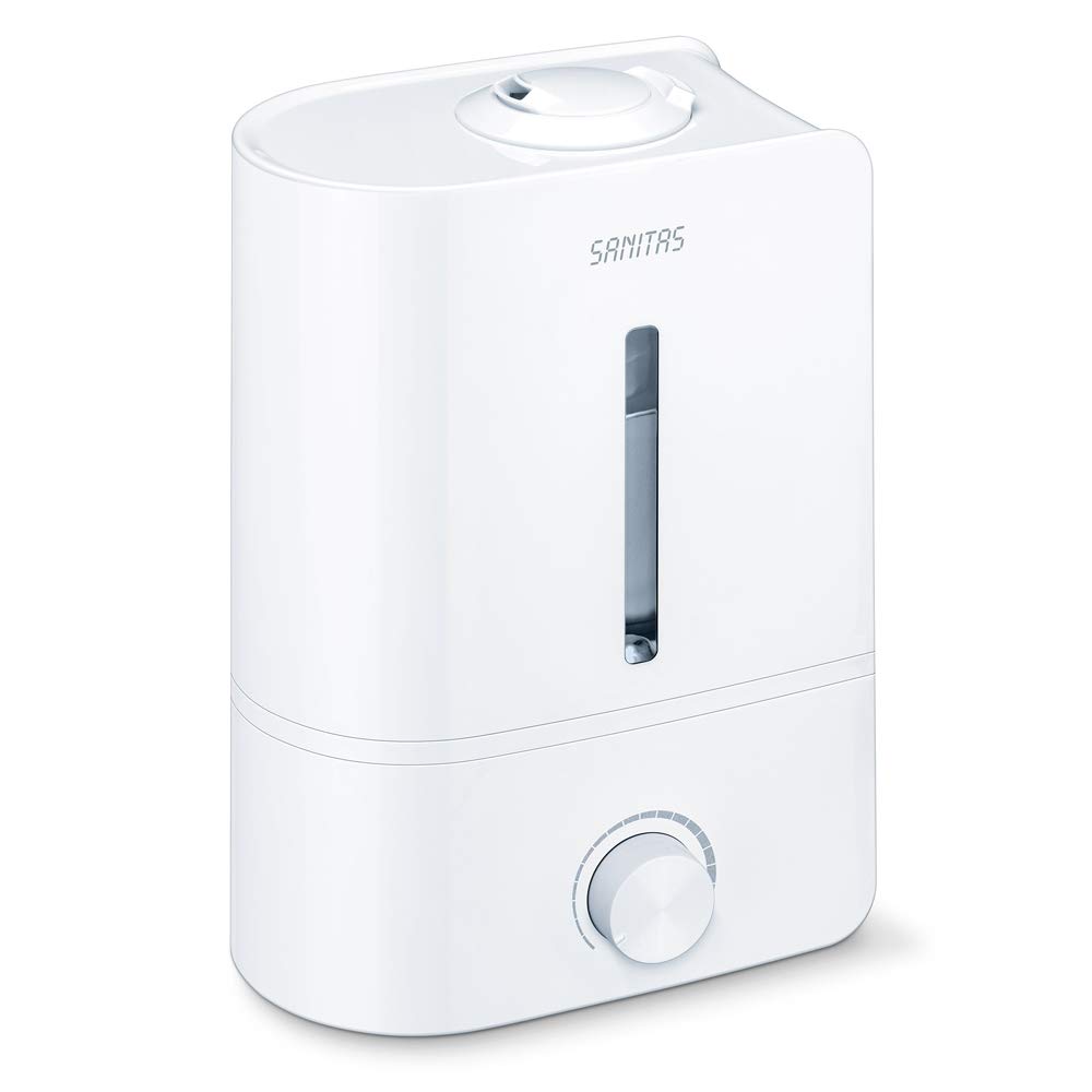 Sanitas SLB 40 - Humidificador de aire por ultrasonidos para humidificación del aire de la habitación, con función de aroma, para habitaciones de hasta 30 m², silencioso