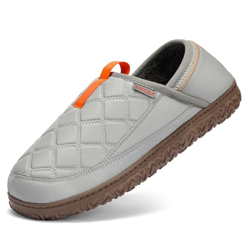 Top 10 Best House Shoes for Tile Floors: Comfort & Style 13 Kricely Mens House Shoes, Memory Foam Slippers Non-Slip Sole, Cozy Insulated Platform Clogs Grey Size 11