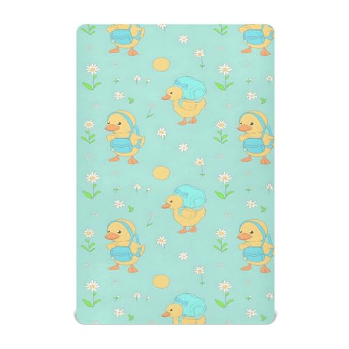 Simple Little Yellow Duck Crib Sheets for Girls and Boys Soft Baby Crib Fitted Sheet for Standard Crib Toddler Mattresses Nursery 39 x 27 inch