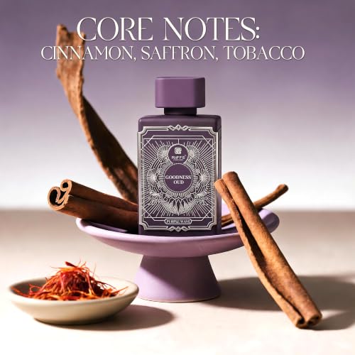 Image of A CENTER RIS Gs Oud Purple Fragrance For Men Eau de Parfum 3.4 Fl Oz | Woody Aromatic Floral Oud | Saffron Candied Rose Cologne | Daily Use Spray Gift