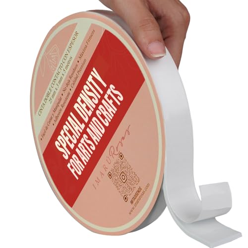 Double Sided Tape for Crafts, 3mm Thick Foam Adhesive Tape for Scrapbooking, Journals & DIY Projects, Strong Double Stick Tape for Card Making, Photos, Paper Projects 0.98in X 16.4 ft (25mm X 5m)