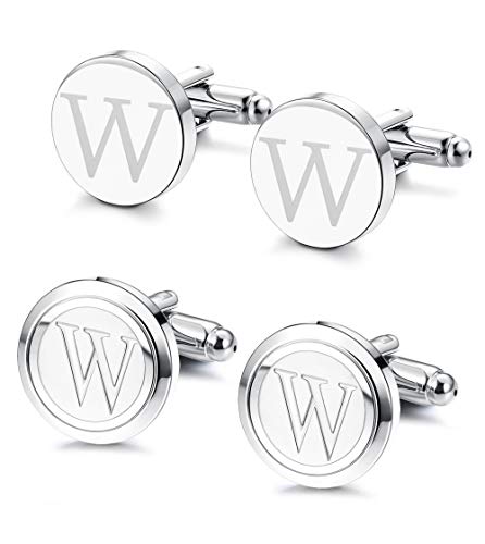 Besteel Initial Cufflink for Men Bussiness Wedding Letter Alphabet Cuff Links Ingraved Jewelry