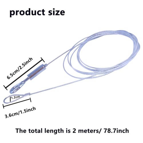 Image of 2PCS Adjustable Picture Hanging Wire 2m /78.4inch Stainless Steel Wire with Loop Hooks Fuse Hooks Cable Locker Wire Lanyard Heavy Duty Support Wire for Hanging Items Tidy Up Cables
