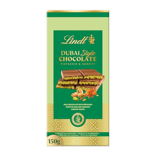 Lindt - Tablette DUBAI STYLE CHOCOLATE - Chocolat au Lait Pistache Kadaif, 150g