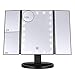Produktbild Lirex Dreifach Gefalteter Kosmetikspiegel, LED Faltbarer 1X 2X 3X 10X Vergrößerungs Kosmetikspiegel LED-beleuchteter Touchschalter Kosmetikspiegel Kosmetischer Kabelloser Rasierspiegel - Schwarz
