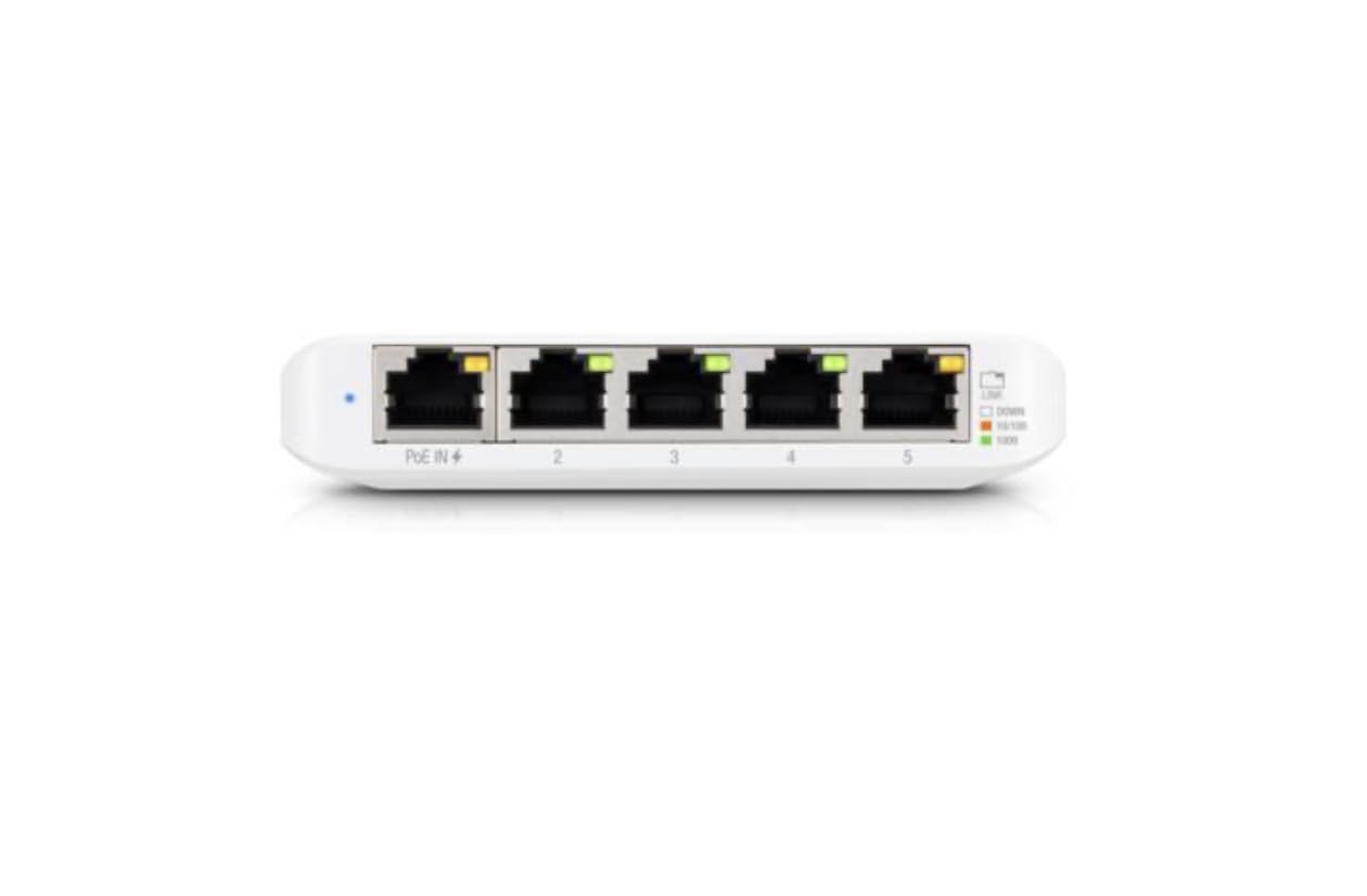 2 zarządzane przełączniki Gigabit Ethernet z 5 portami, ultra-kompaktowa konstrukcja, zasilanie PoE lub USB-C, uchwyt na biurko/ścianę
